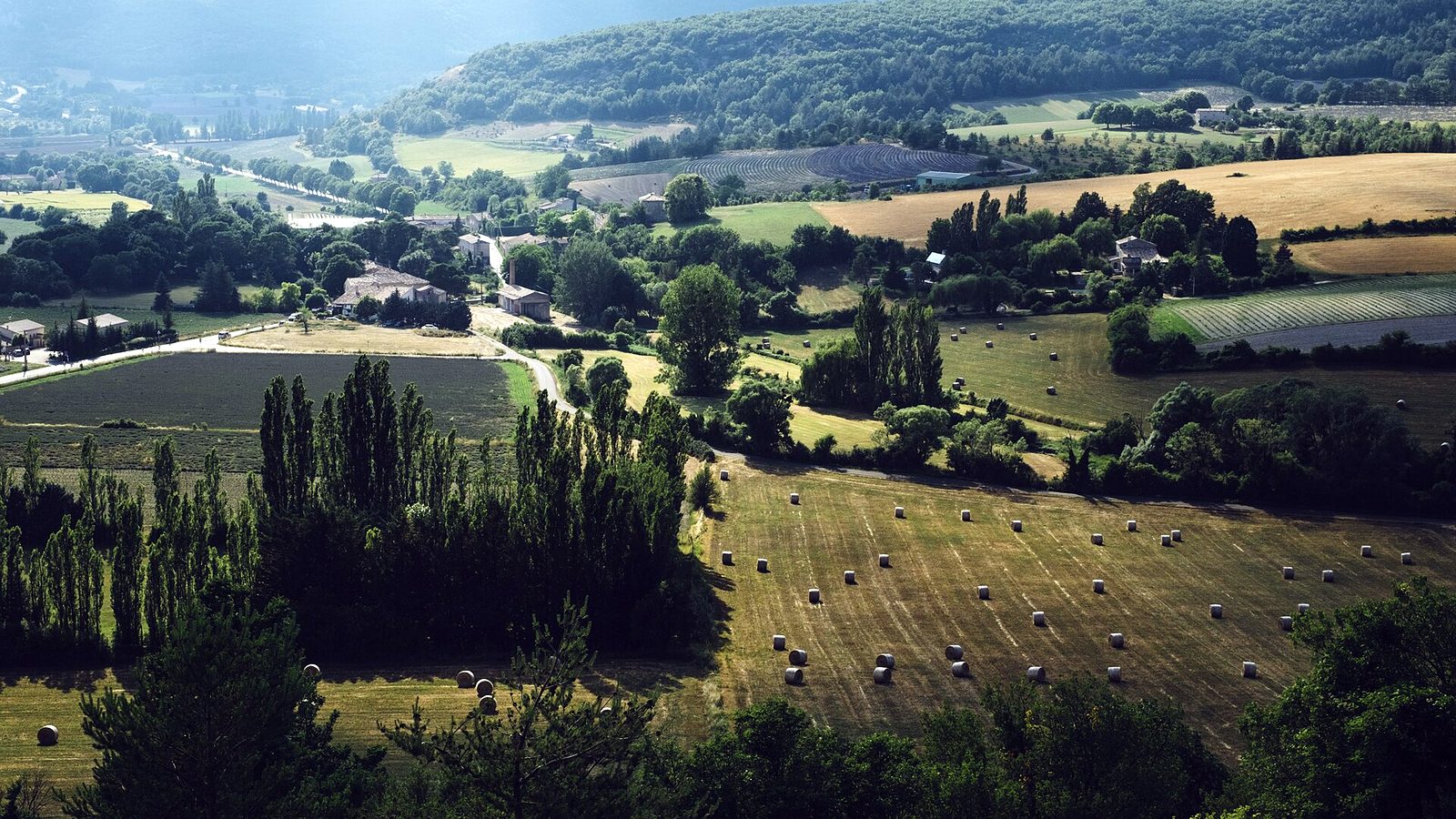 Campagne autour de Gordes, champs et collines